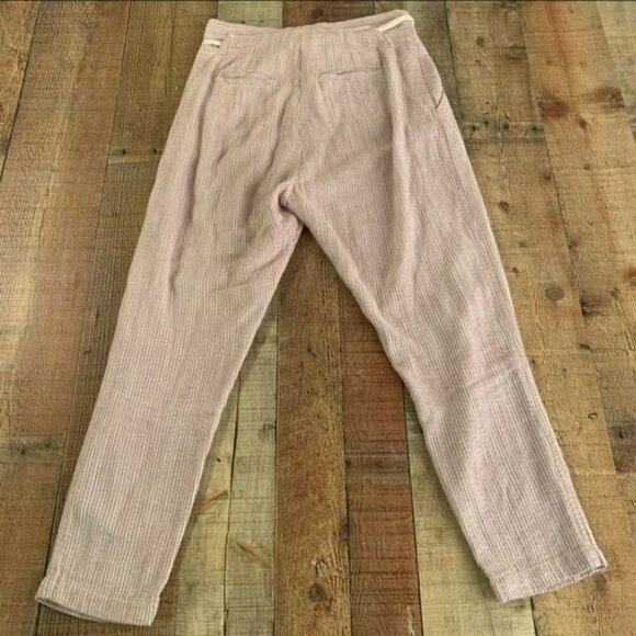 Free people seersucker blush pink and cream striped paper bag pants -2 - Picture 7 of 7
